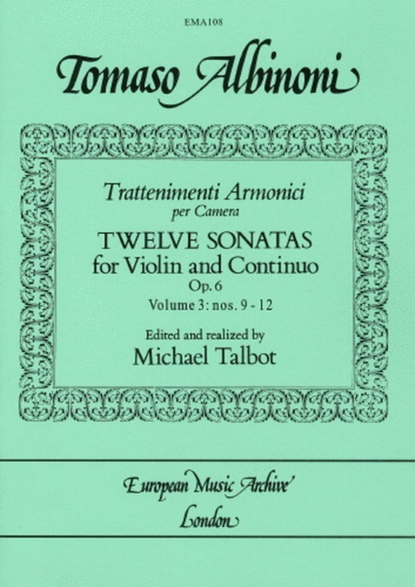 Trattenimenti Armonici 12 Sonatas Vol 3 Vln