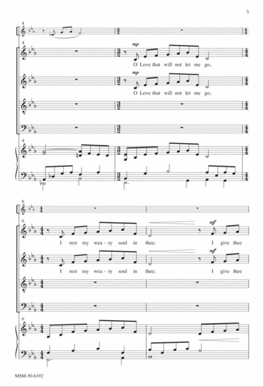 O Love That Will Not Let Me Go 4-Part scores gallery preview page 2