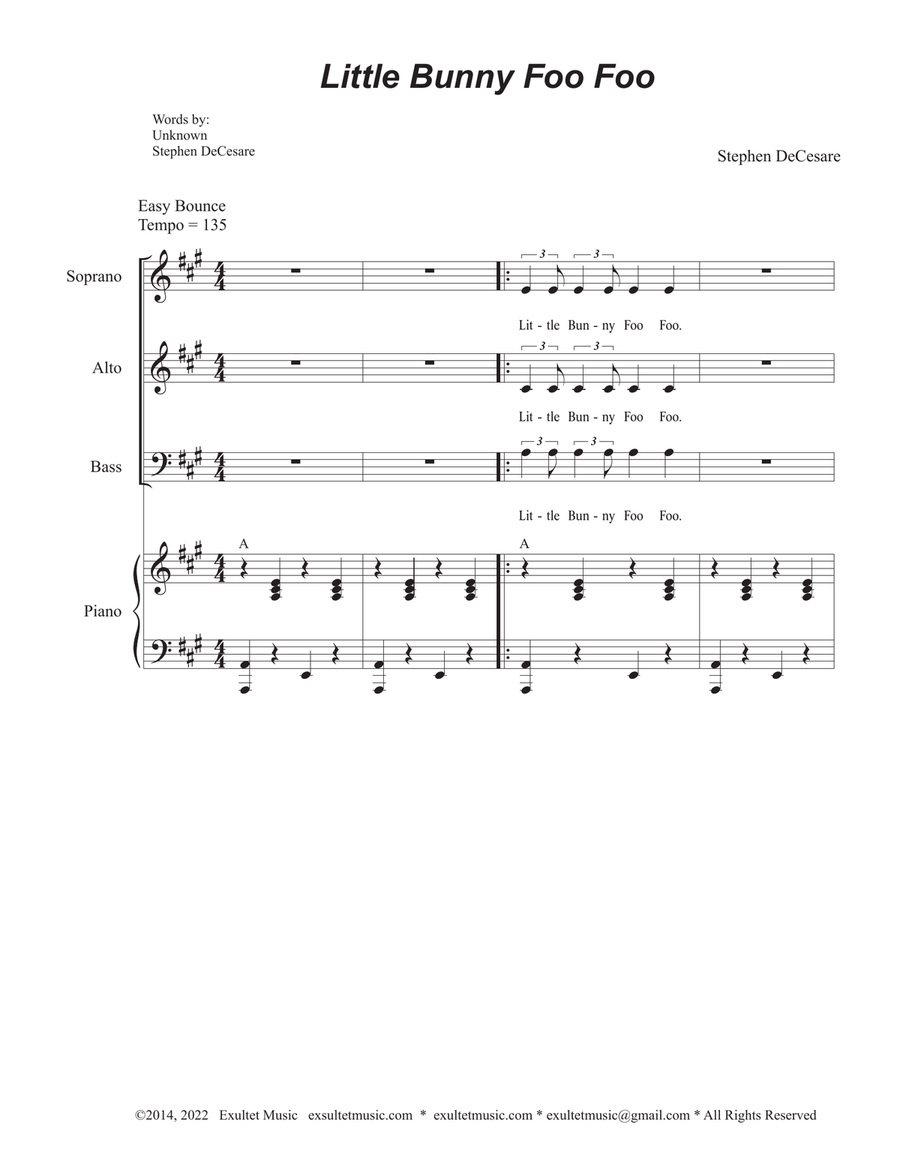 Little Bunny Foo Foo (Vocal Trio - (SAB) 3-Part scores gallery preview page 1