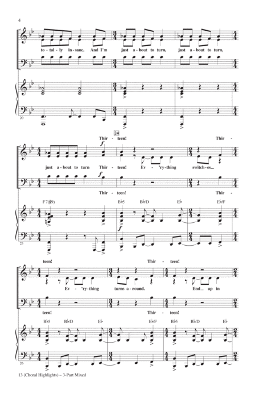 13 (Choral Highlights From The Broadway Musical) (arr. Roger Emerson) 3-Part scores gallery preview page 3