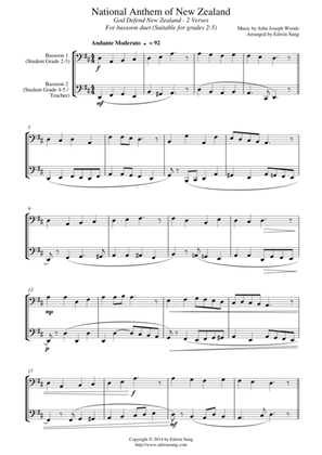 National Anthem of New Zealand (for bassoon duet, suitable for grades 2-5)