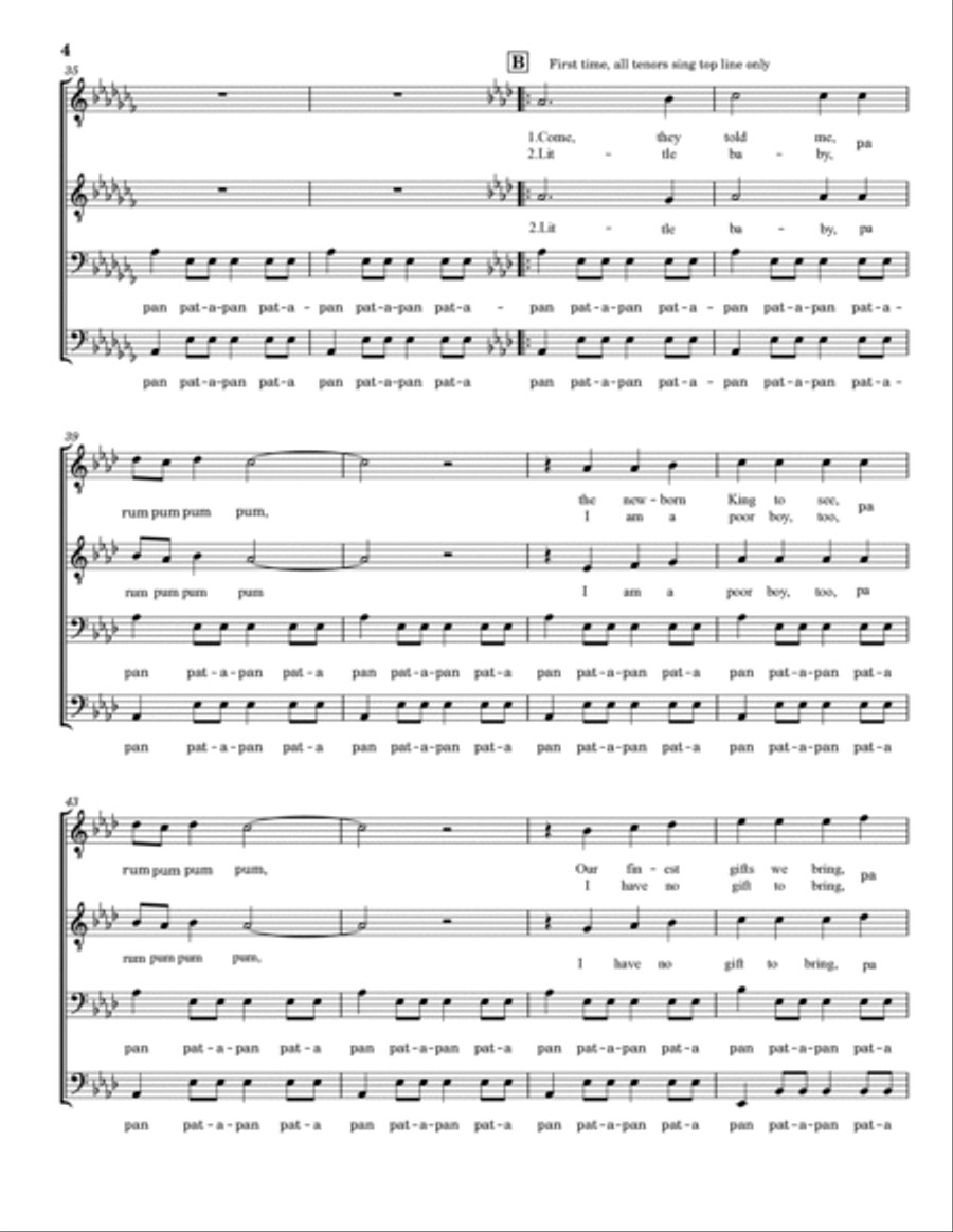 The Little Drummer Boy TTBB scores gallery preview page 4