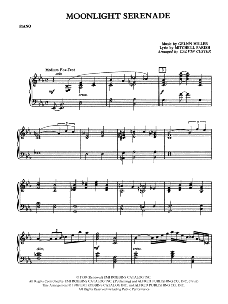 Moonlight Serenade: Piano Accompaniment