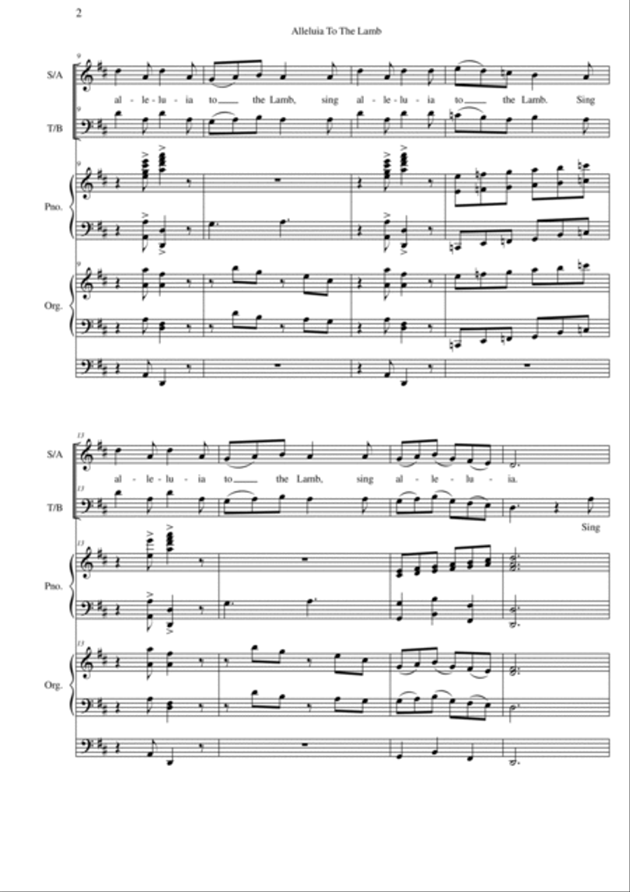 ALLELUIA! Nol. 1 - SATB Org/Piano 4-Part scores gallery preview page 2