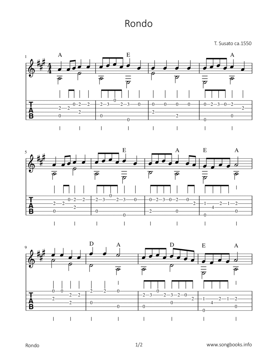 Rondo Classical Guitar scores gallery preview page 1
