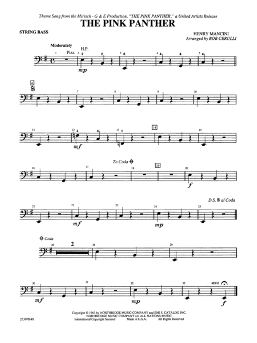 The Pink Panther: String Bass String Orchestra scores gallery preview page 1