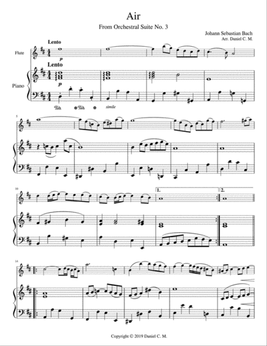 Air for flute and piano (simplified) Flute Solo scores gallery preview page 2
