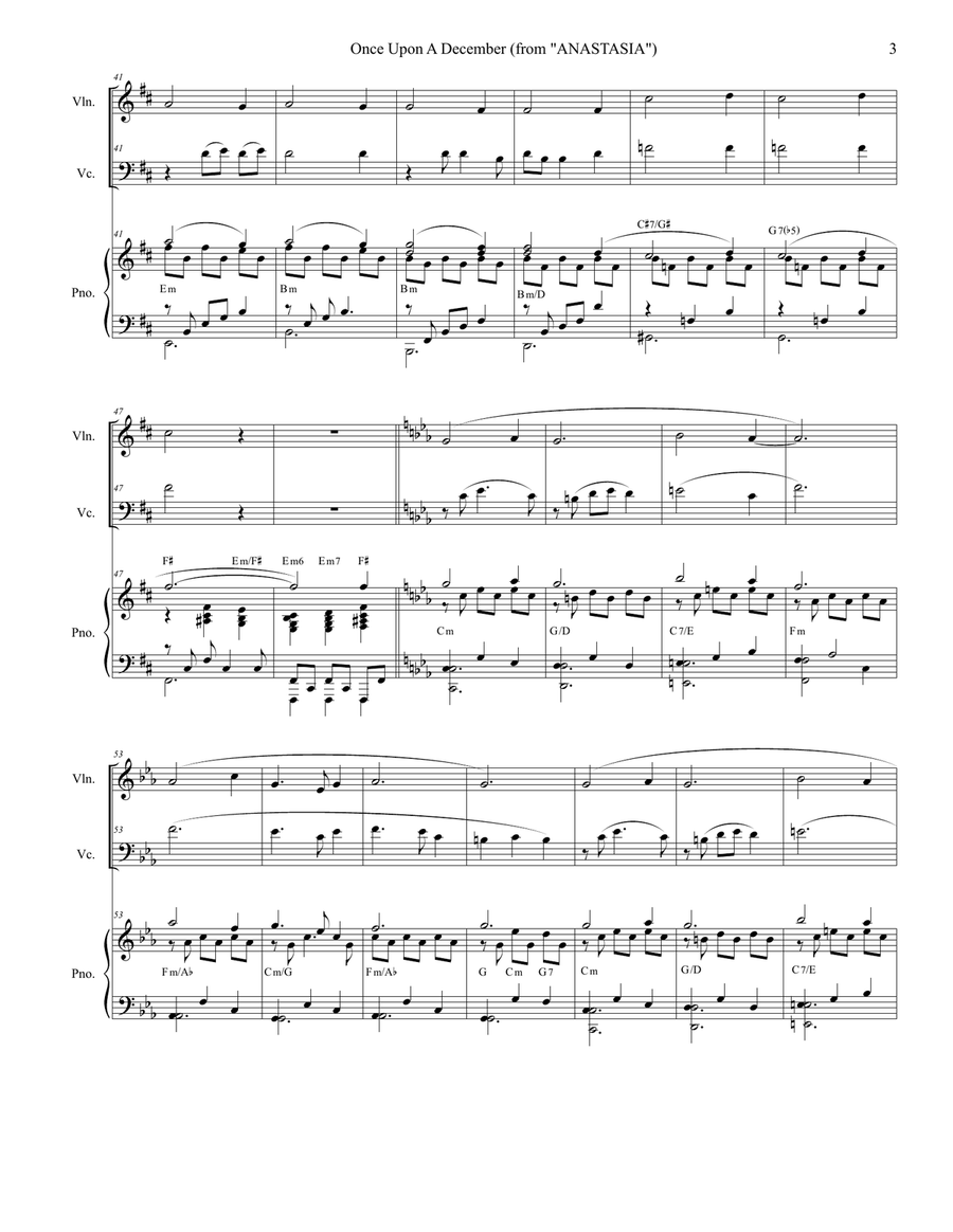Once Upon A December from the Twentieth Century Fox Motion Picture ANASTASIA Piano Trio scores gallery preview page 3