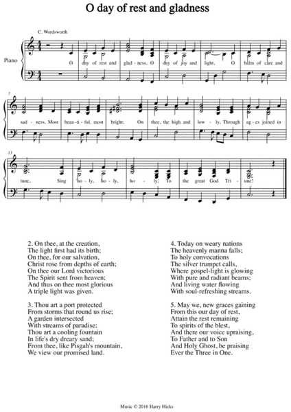 O day of rest and gladness. A new tune to a wonderful old hymn.