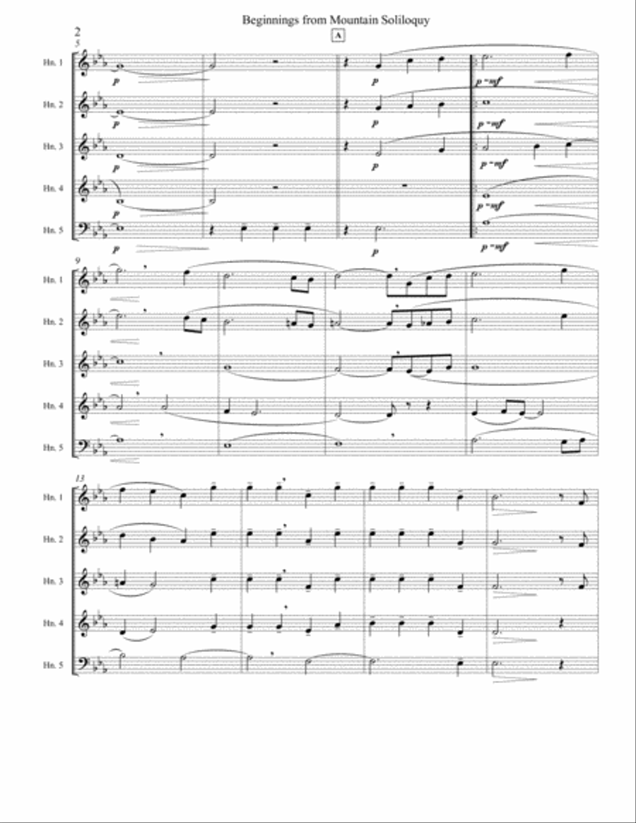 Beginnings from Mountain Soliloquy - Horn Quintet Brass Quintet scores gallery preview page 2