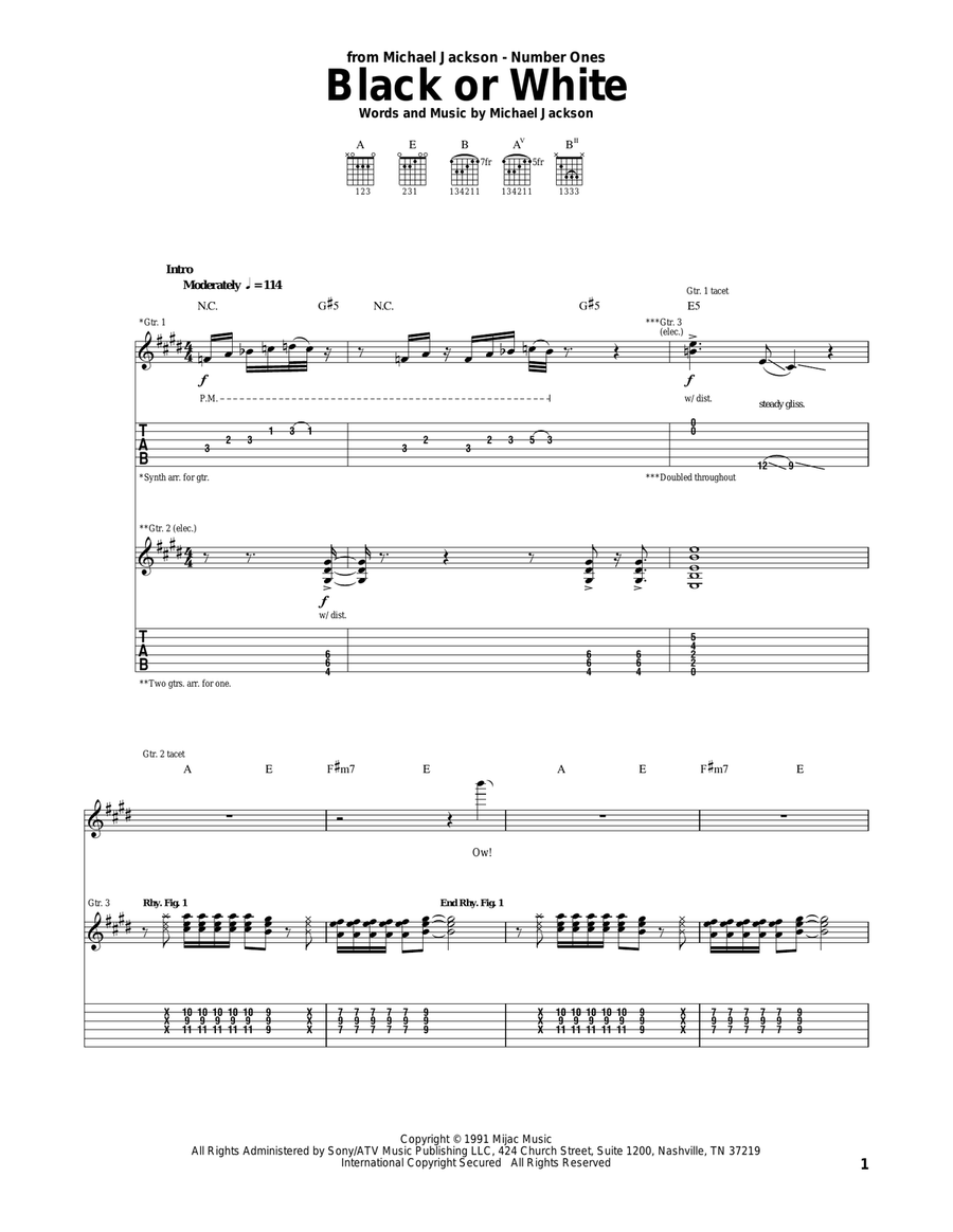 Black Or White Acoustic Guitar scores gallery preview page 1