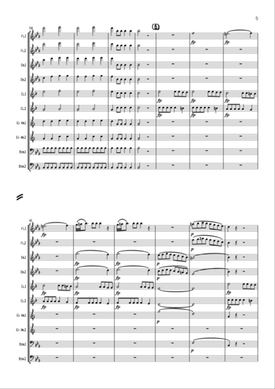 Mozart: Le nozze di Figaro (The Marriage of Figaro) Overture K492 - wind dectet Woodwind Quintet scores gallery preview page 5