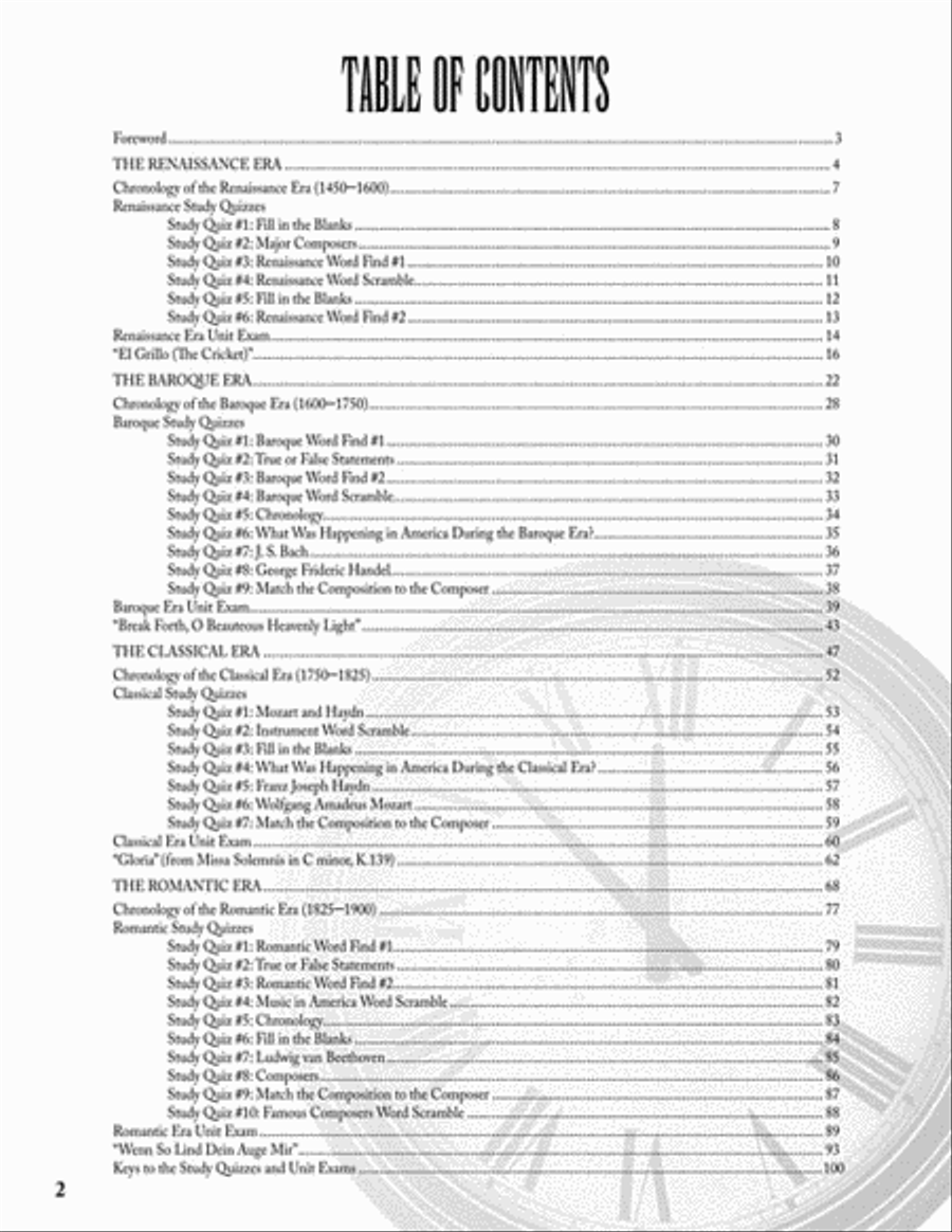 Five Minutes to Music History – Fun and Easy-to-Teach Lessons for the Four Musical Eras Choir scores gallery preview page 2