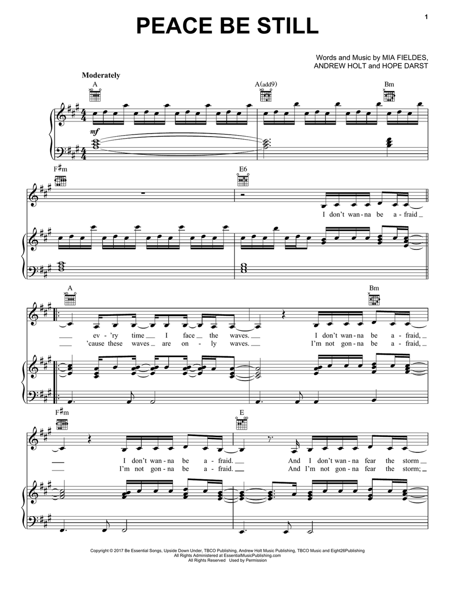 Peace Be Still Piano, Vocal, Guitar scores gallery preview page 1