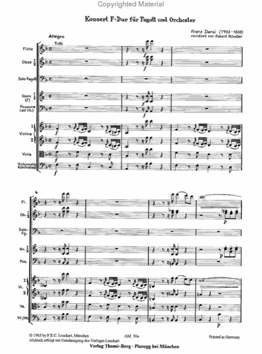 Konzert F-Dur fur Fagott und Orchester