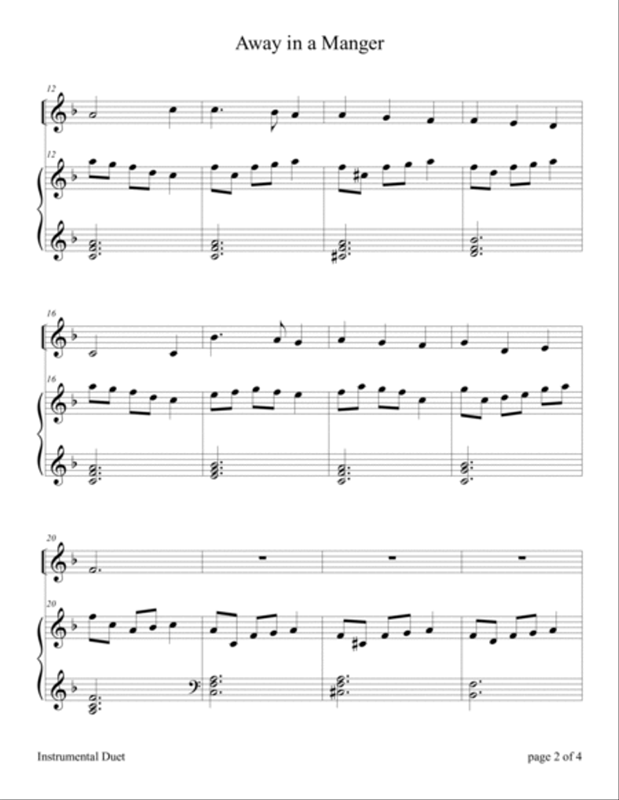 Away in a Manger (Easy Bowed Psaltery Solo with Piano Accompaniment) Zither scores gallery preview page 4