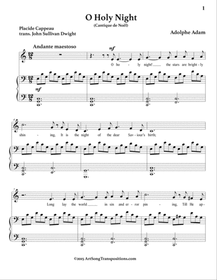 ADAM: O Holy Night (transposed to C major) Voice scores gallery preview page 2