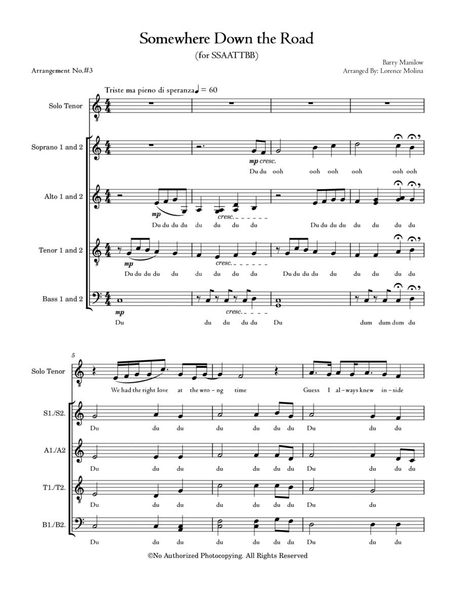 Somewhere Down The Road Somewhere Down The Road 4-Part scores gallery preview page 1