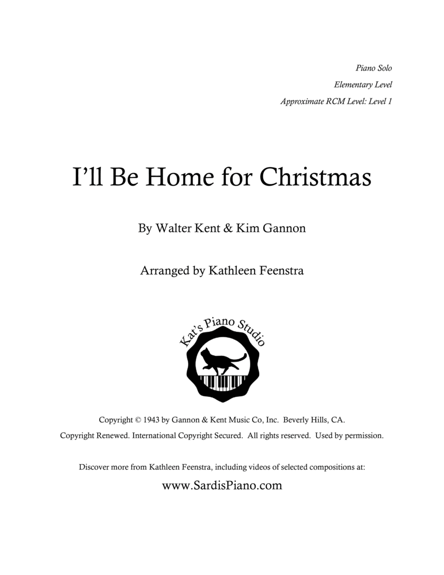 I'll Be Home For Christmas Piano Method scores gallery preview page 1