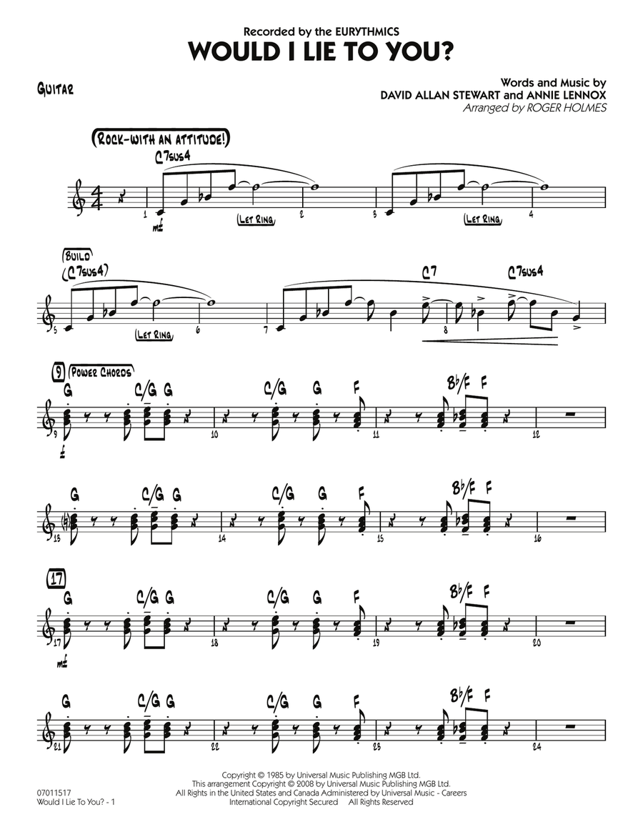 Would I Lie to You? - Guitar Jazz Ensemble scores gallery preview page 1