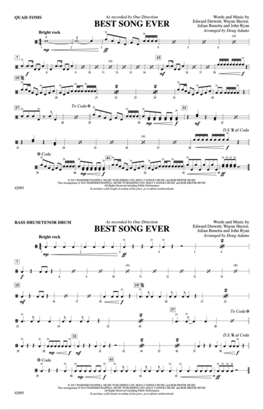 Best Song Ever: Quad-Toms Marching Band scores gallery preview page 1