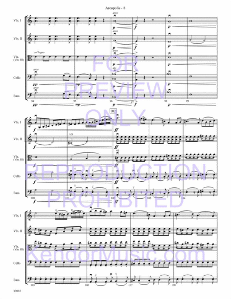 Arcopolis (City Of Bows) String Orchestra scores gallery preview page 10