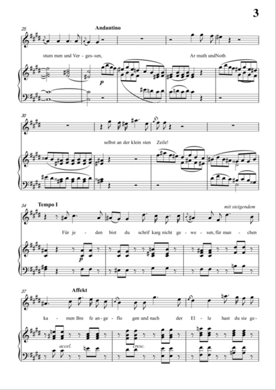 Schubert-Epistel(Herrn Joseph Spaun) in a minor,D.749,for Vocal and Piano Voice scores gallery preview page 4