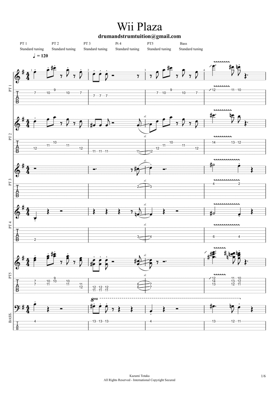 Mii Channel Theme Bass Guitar scores gallery preview page 1