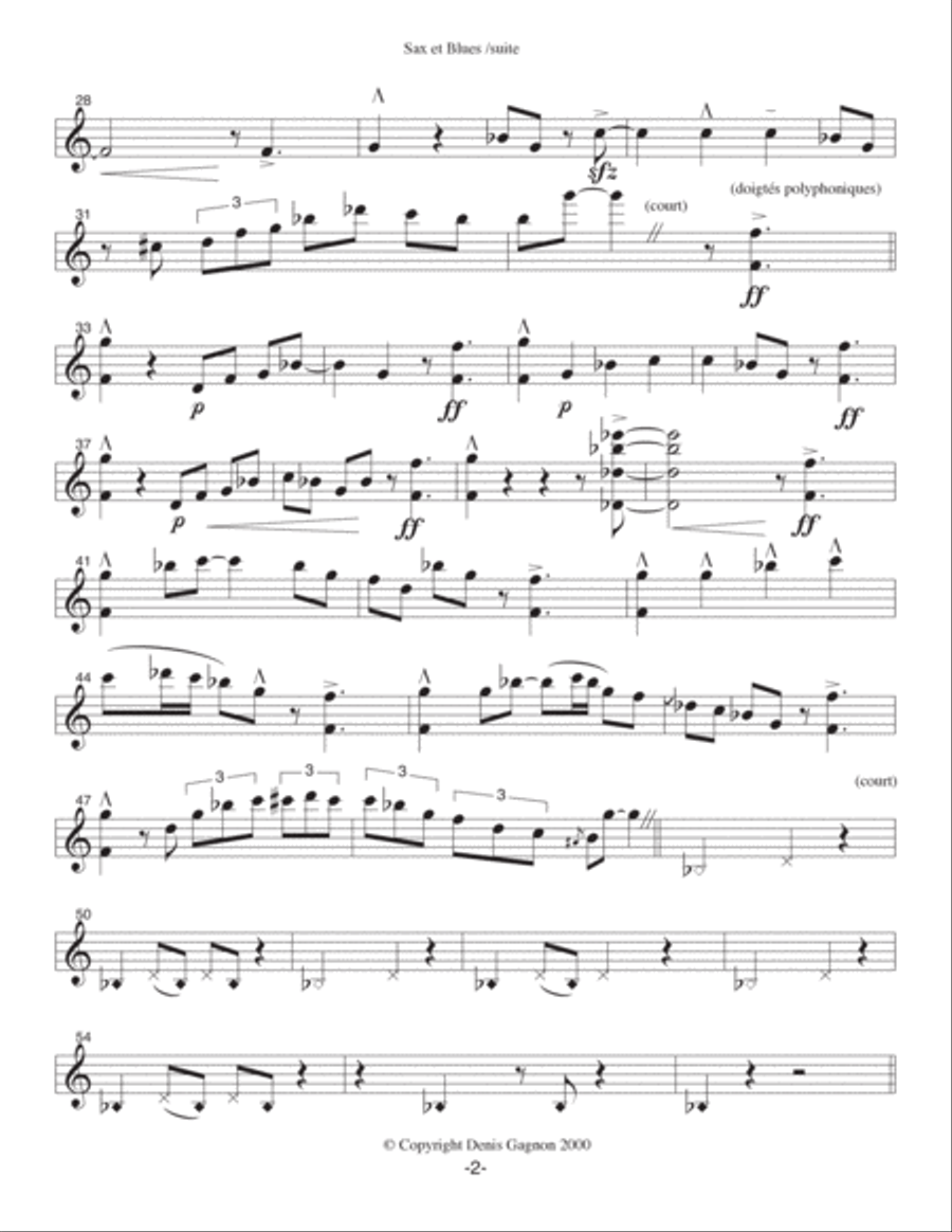 Sax et Blues 1 (Suite Jazz pour saxophone Seul) Soprano Saxophone scores gallery preview page 2