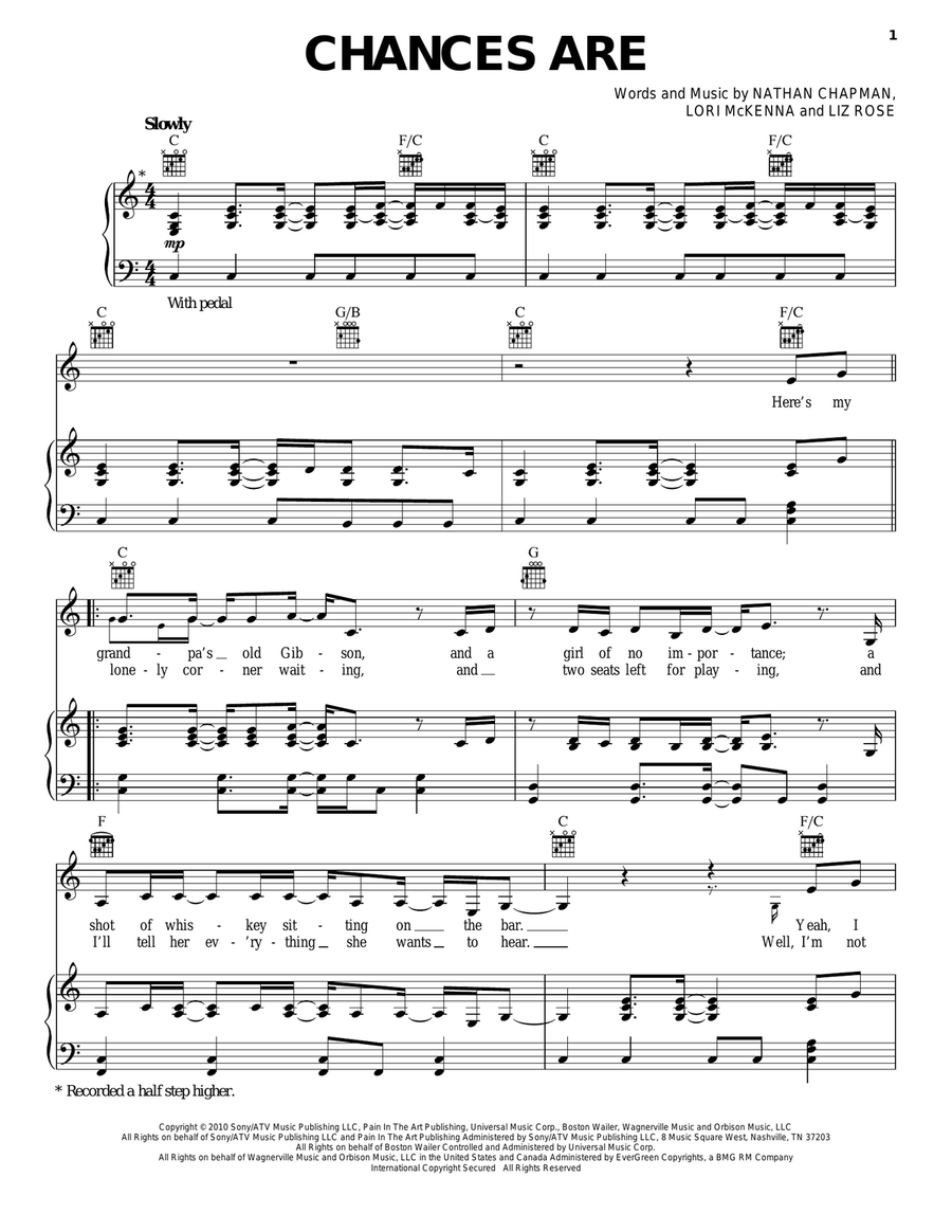 Chances Are Acoustic Guitar scores gallery preview page 1