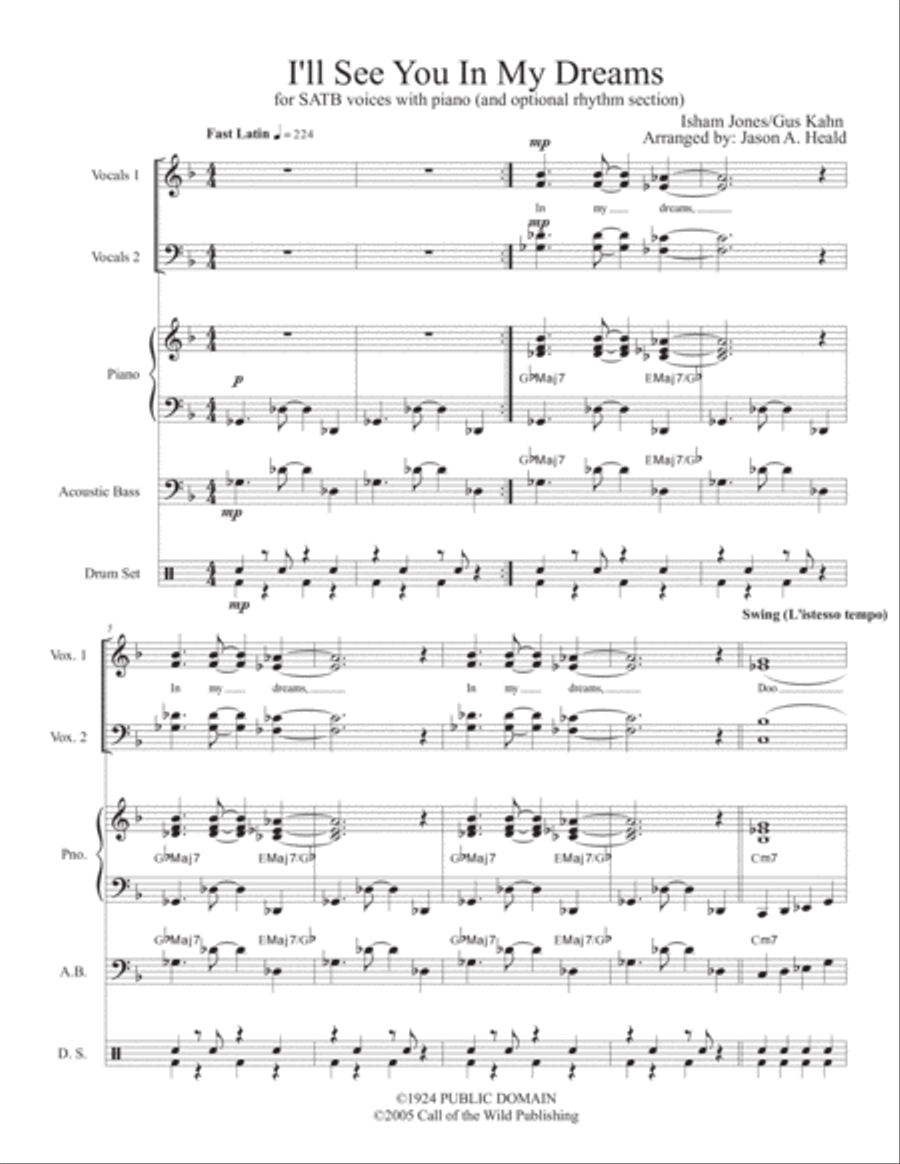 I'll See You In My Dreams 4-Part scores gallery preview page 3