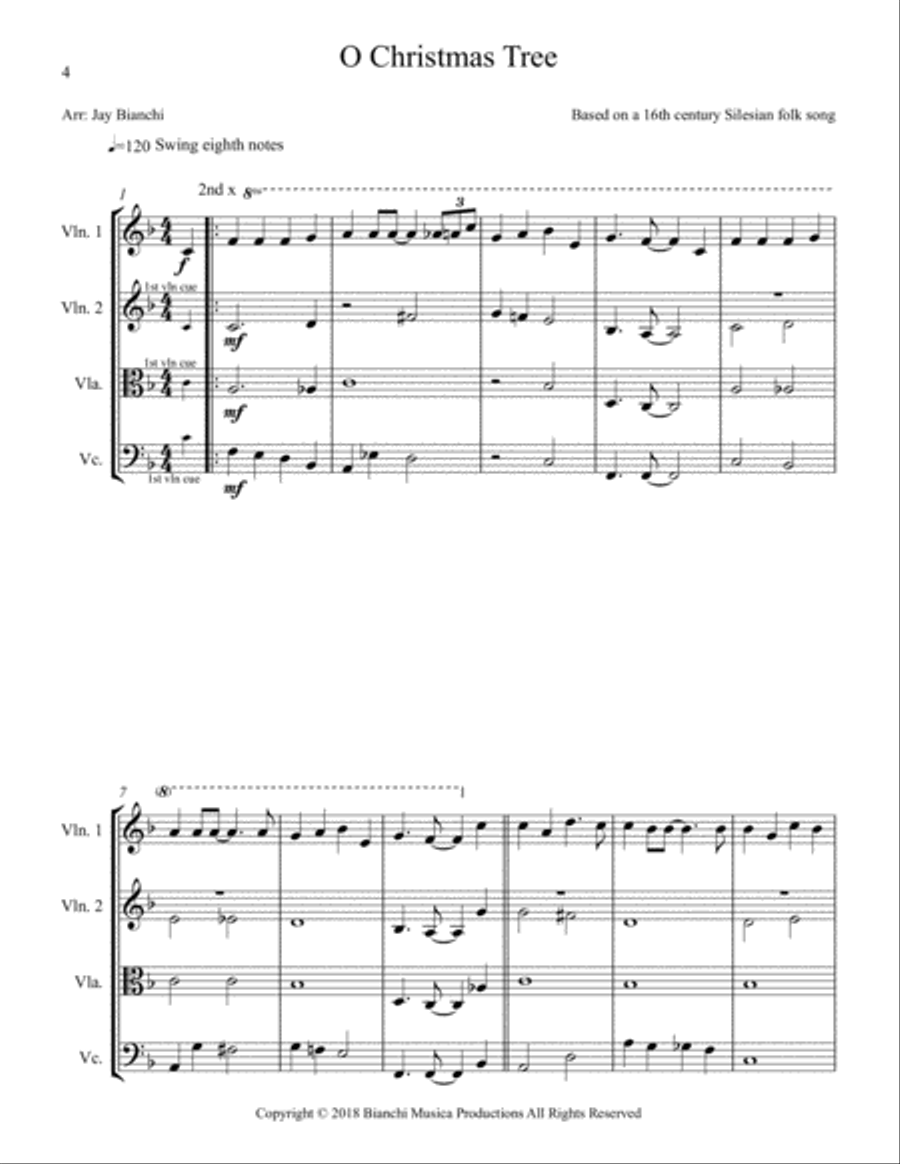 Jay's Jazzy Christmas String Quartets String Quartet scores gallery preview page 5