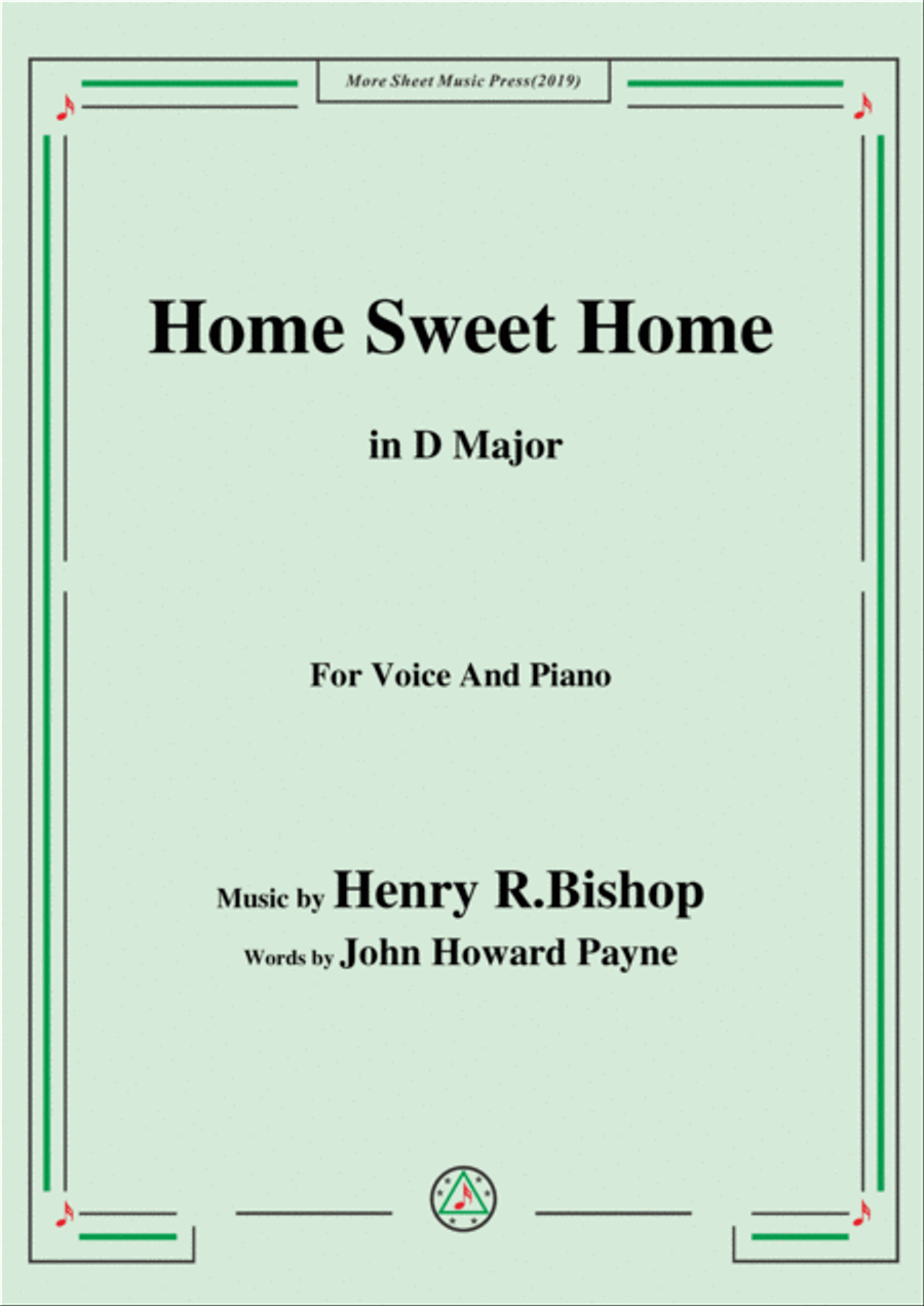 Henry R. Bishop-Home Sweet Home,in D Major,for Voice&Piano Voice scores gallery preview page 1