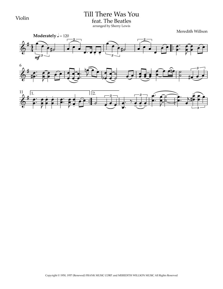 Till There Was You Violin Solo scores gallery preview page 1