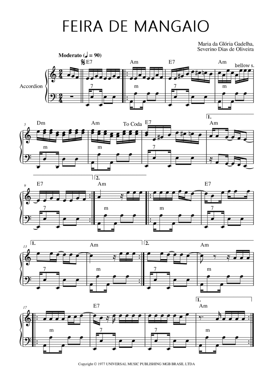 Feira De Mangaio Accordion scores gallery preview page 1