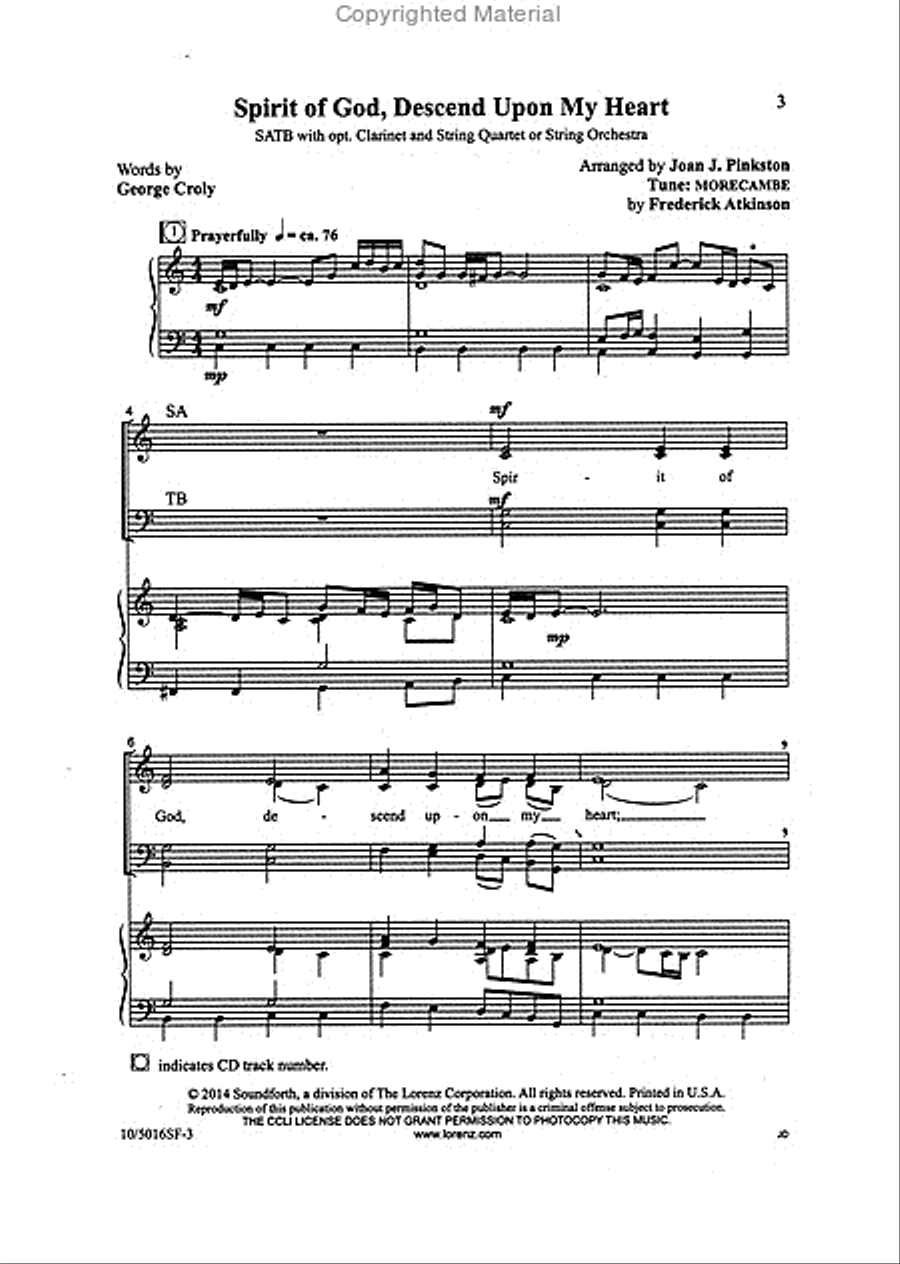 Spirit of God, Descend Upon My Heart 4-Part scores gallery preview page 2