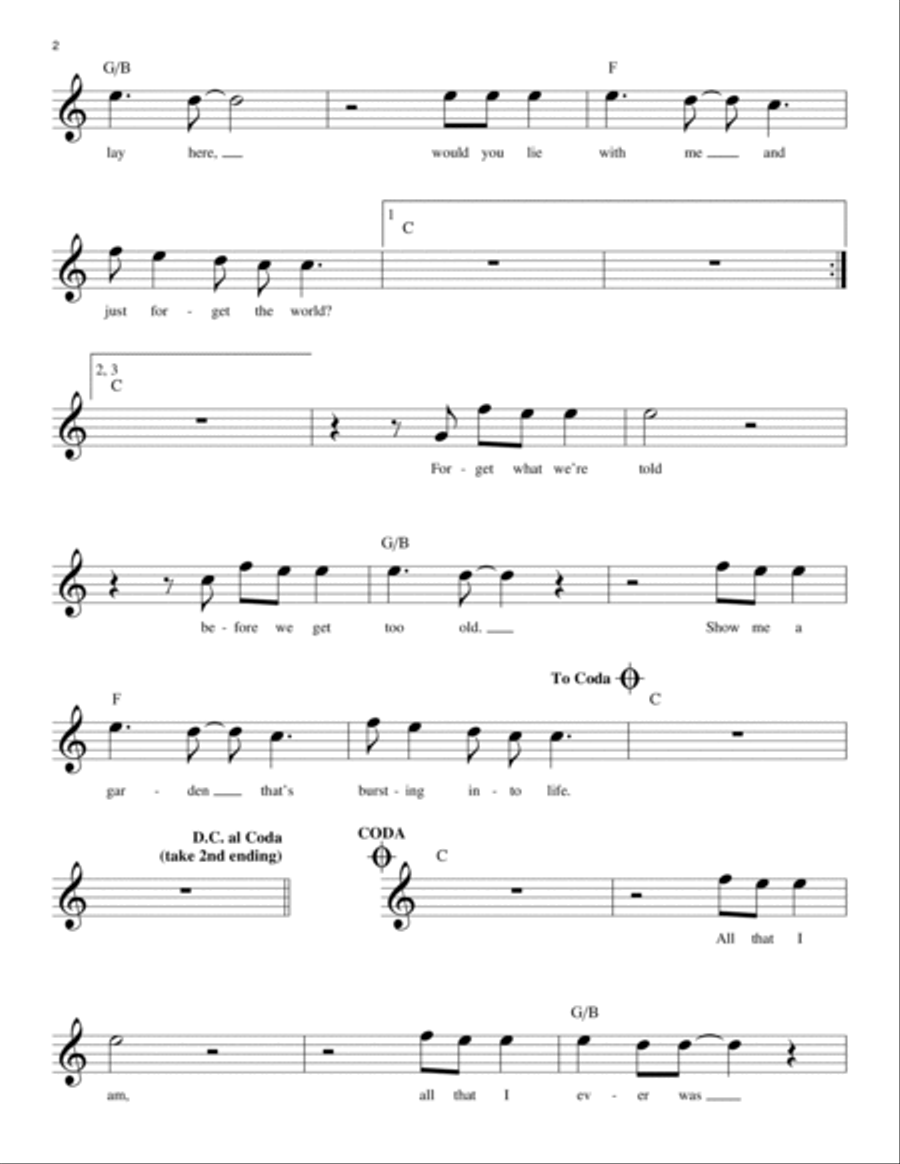 Chasing Cars Piano scores gallery preview page 2
