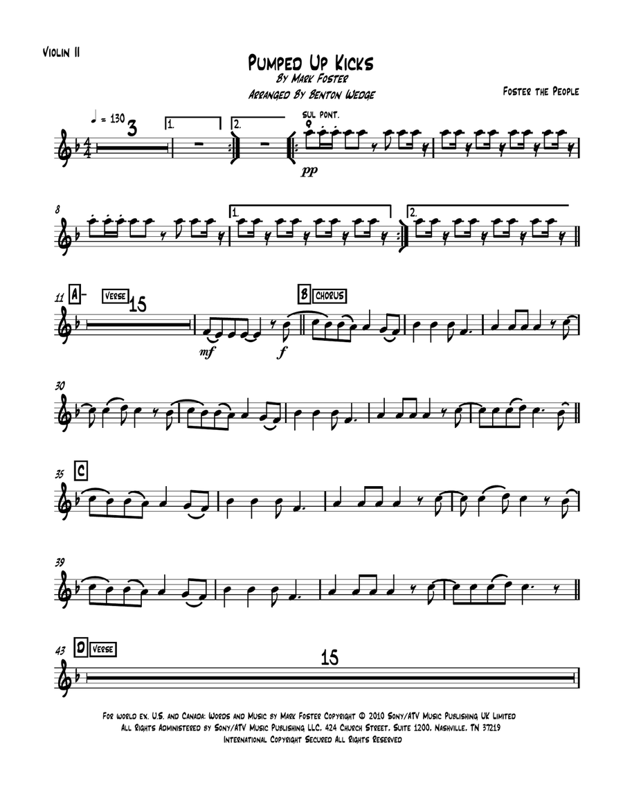 Pumped Up Kicks String Quartet scores gallery preview page 3