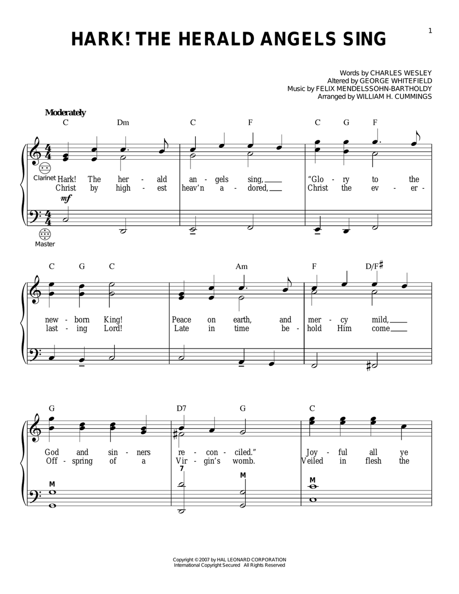 Hark! The Herald Angels Sing Accordion scores gallery preview page 1