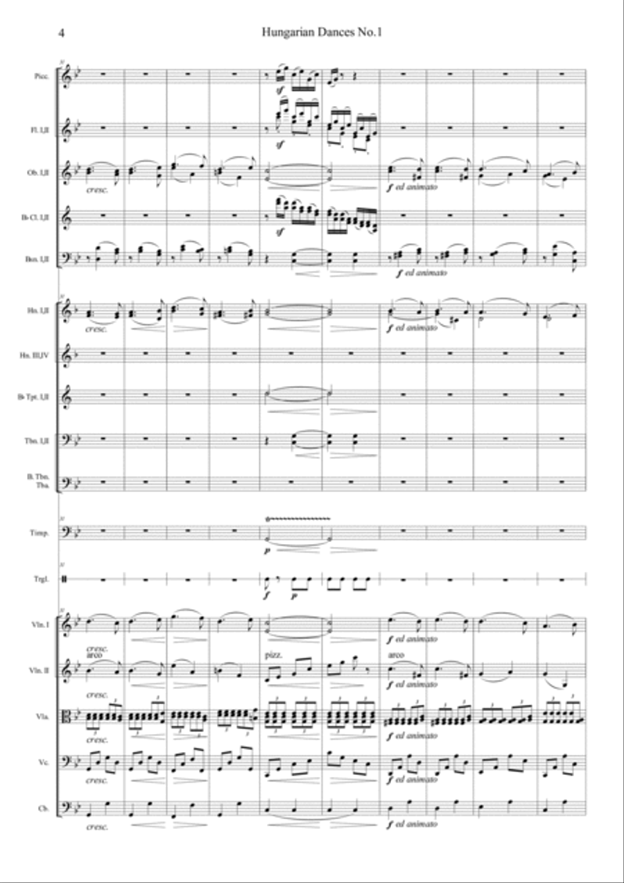 Hungarian Dances No.1 in G minor, Allegro molto Full Orchestra scores gallery preview page 4