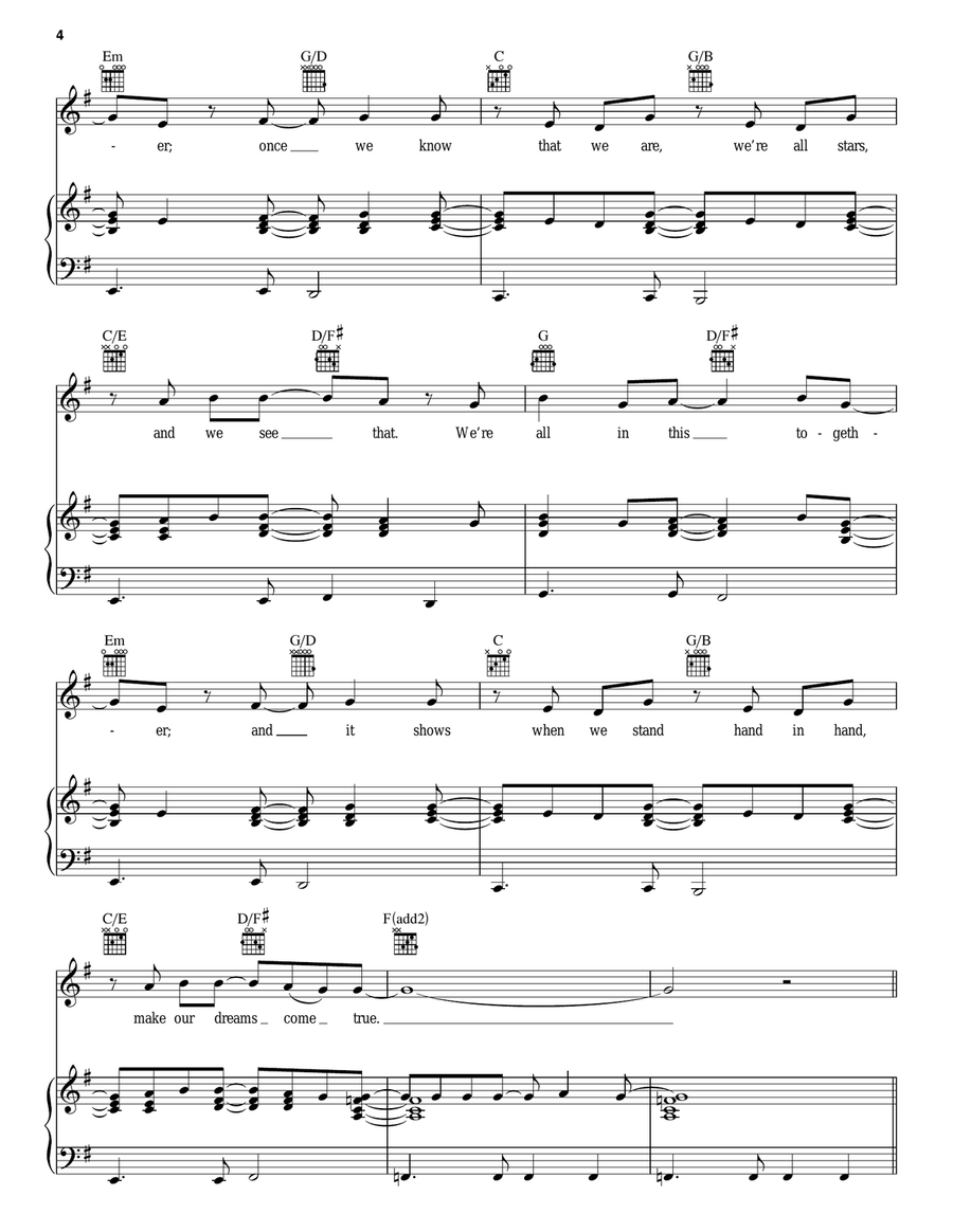 We're All In This Together (Graduation Version) (from High School Musical 3: Senior Year) Piano, Vocal, Guitar scores gallery preview page 4