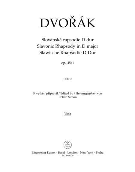 Slavonic Rhapsody in D major op. 45/1 for Orchestra (viola part)