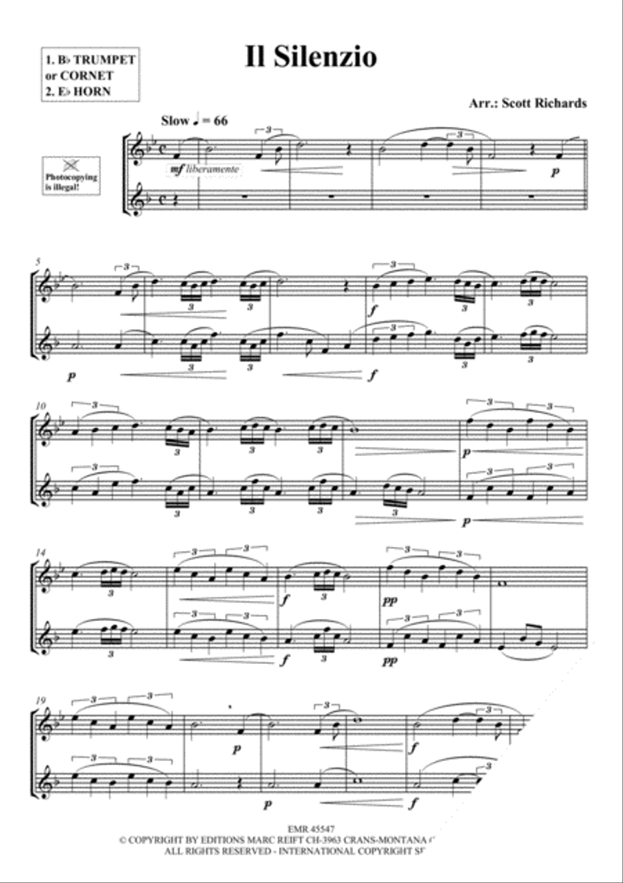 Il Silenzio Cornet scores gallery preview page 3