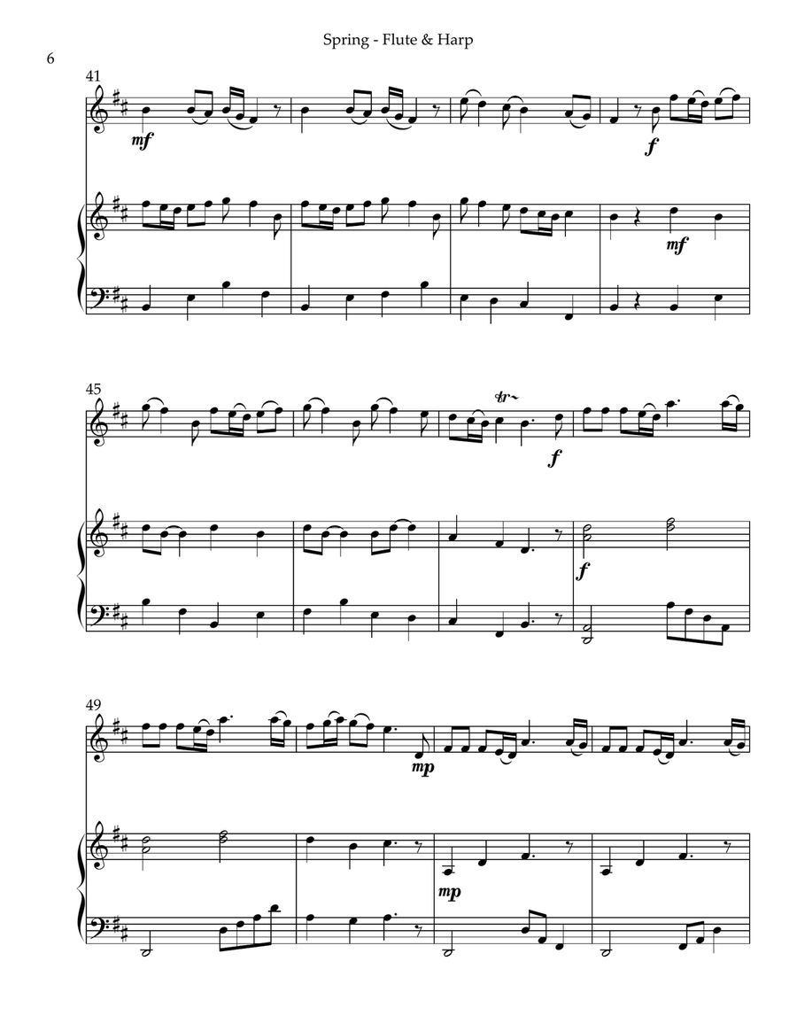 Spring (La Primavera), Duet for Flute & Harp Flute scores gallery preview page 6
