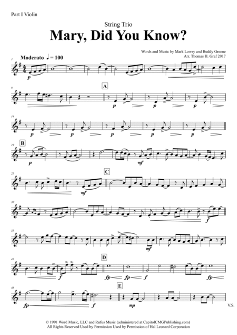 Mary, Did You Know? String Trio scores gallery preview page 5