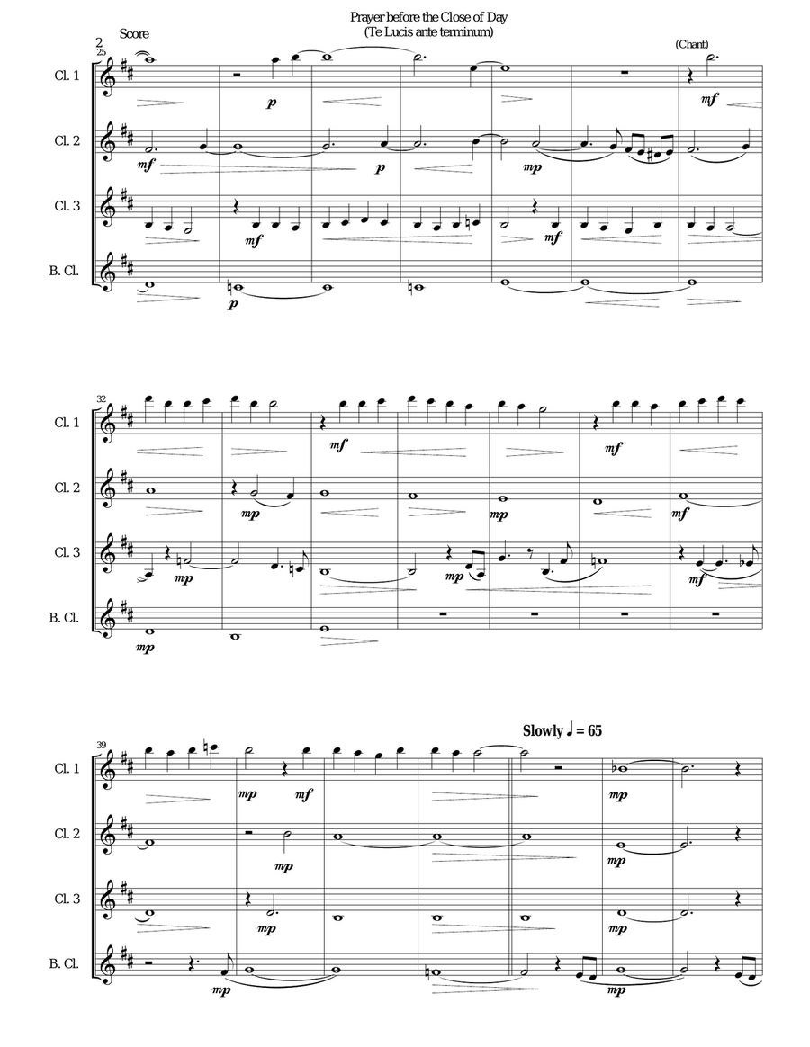 Prayer before the Close of day - based on the chant 