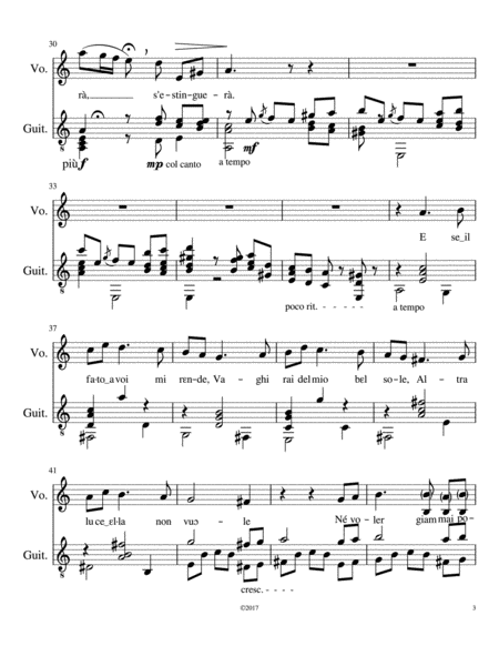 "Quella fiamma" (Conti; attrib. to Marcello, B.) for voice and guitar
