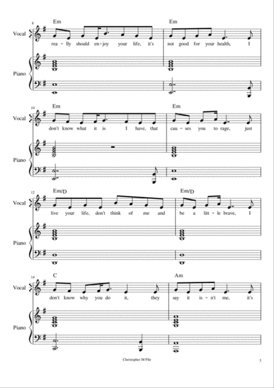 Jealousy Piano, Vocal, Guitar scores gallery preview page 3