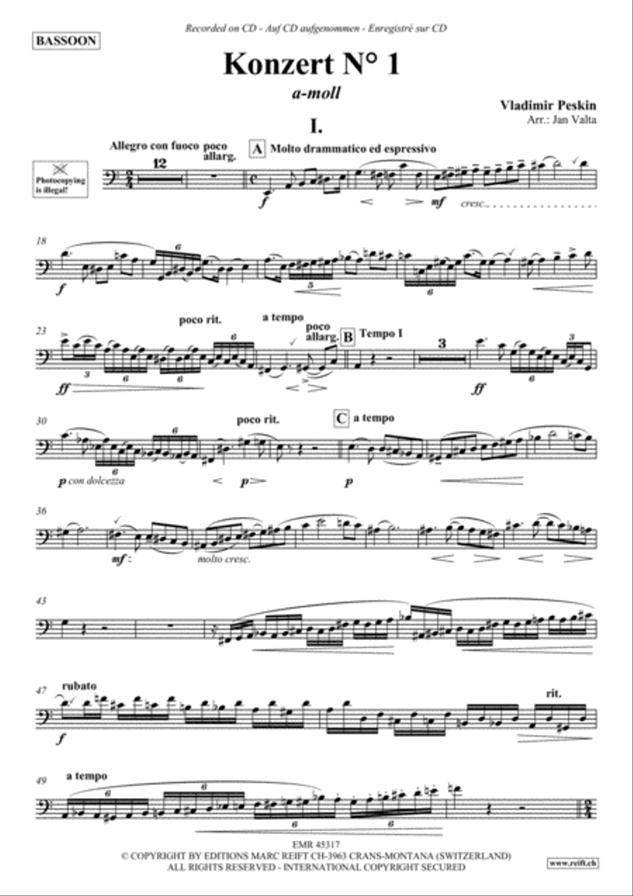 Konzert No. 1 a-moll Konzert No. 1 a-moll Bassoon Solo scores gallery preview page 2