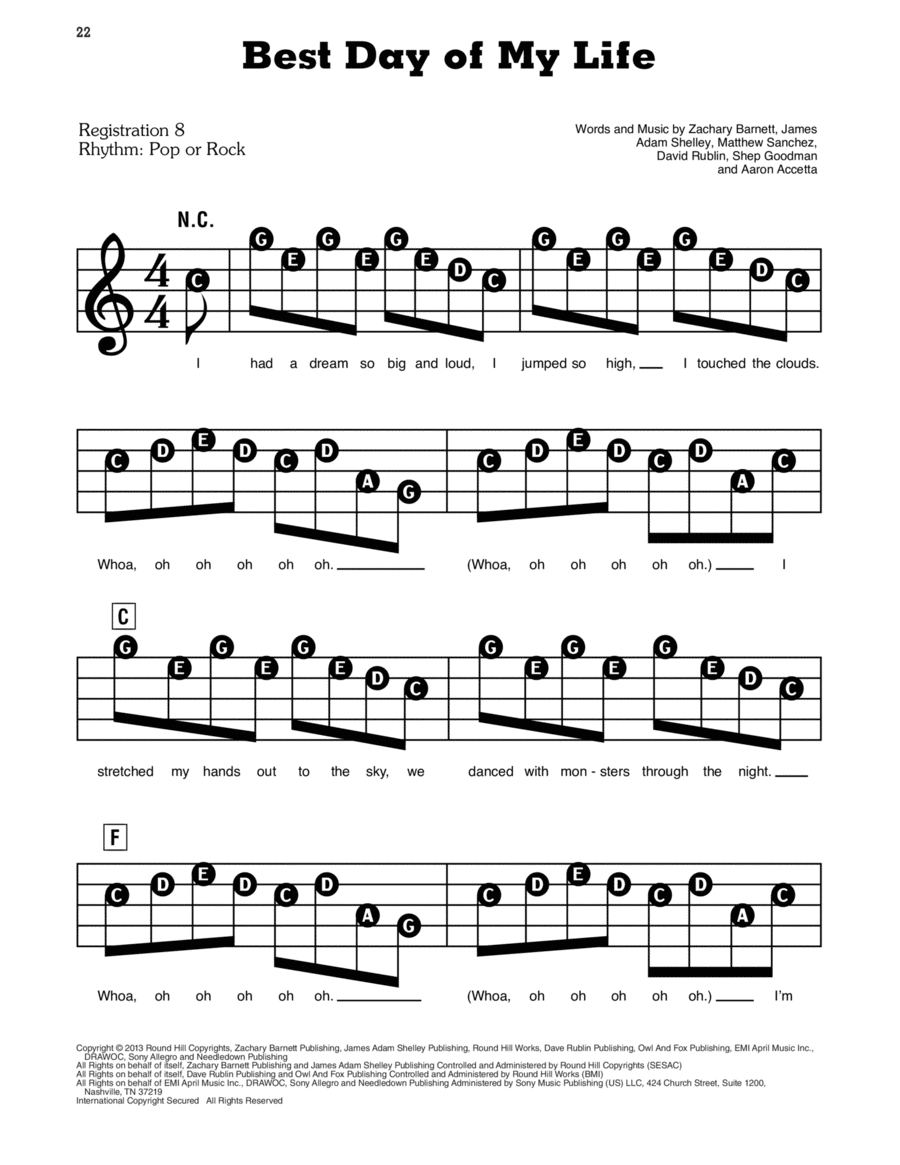 Best Day Of My Life Electronic Keyboard scores gallery preview page 1